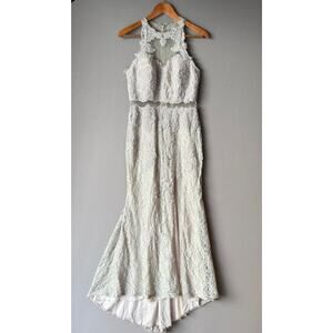 Aspeed sz L toupe‎ gray formal lace gown